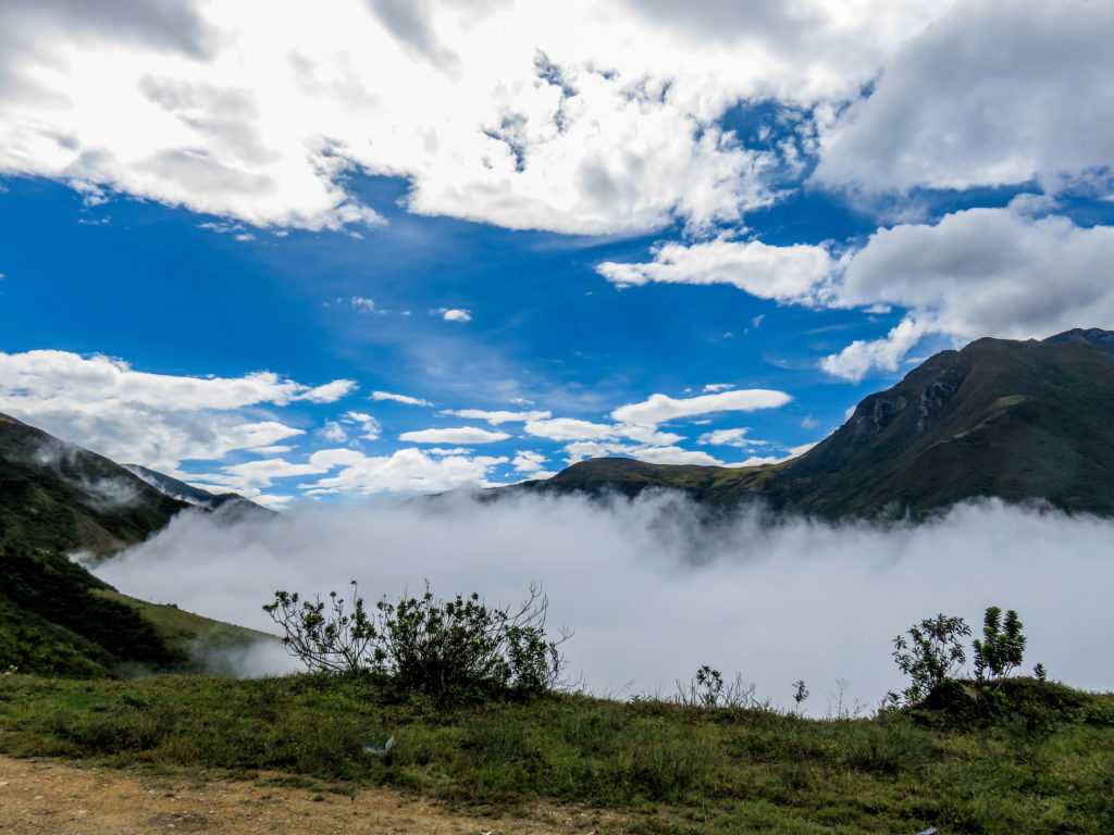 Fog creeps up Andean valley toward road, Peru, 2015. Photo: T. M. Adair